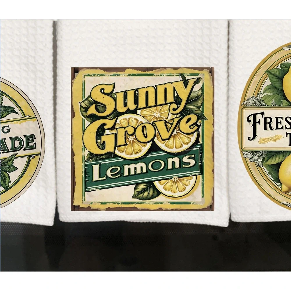 Lovely Lemon kitchen Decor hand towels: Set of 3‎ towels